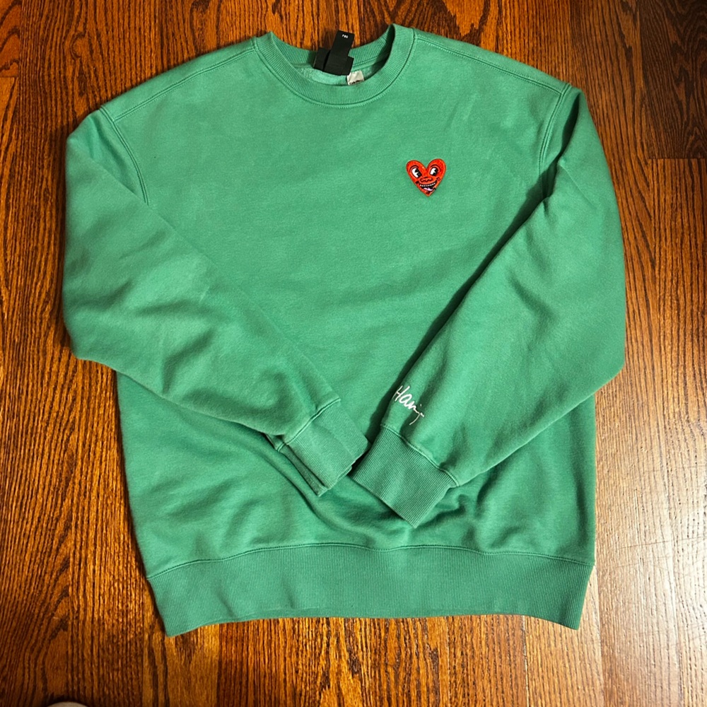 H&M x Keith Haring Green Crewneck